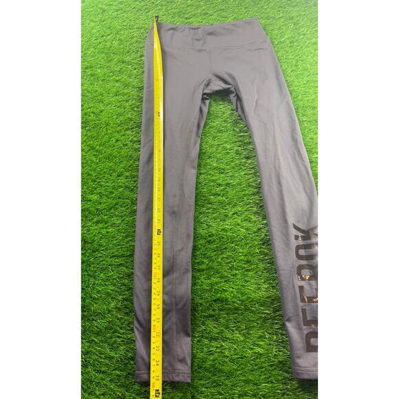 Reebok Women’s Leggings XS Gray Stretch Activewear Gym Yoga Pants Logo Print - Picture 5 of 9